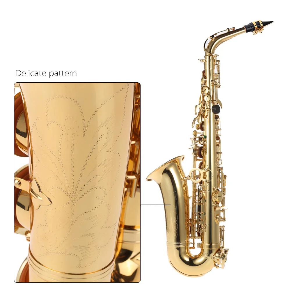 Ammoon Eb Alto саксофон латунный лакированный Золотой E плоский Sax 82Z тип ключа духовой инструмент с чистящей щеткой тканевые перчатки