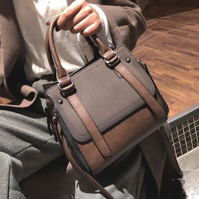 

Europe And America 2019 New Style Versatile Large Capacity One-Shoulder Handbag Autumn And Winter New Products Double Belt Buckl