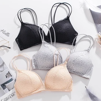 

A/B Cup Floral Sexy Lace Bra for Women Push Up Bras Female Sexy Bralette Strap Wireless Brassiere Solid Color Lingerie Underwear