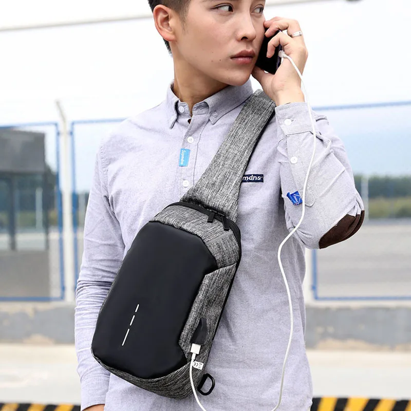 

Anti-Theft Chest Pack 2018 New Style USB with Charging Multi-functional Chest Bag Simple Men Large-Volume Single-shoulder Crossb