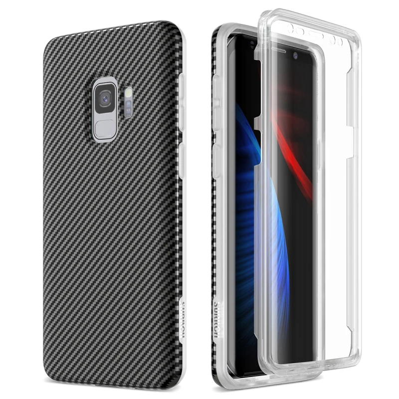 Черный Грандевер мягкий чехол для samsung S10e 360 чехол 2 в 1 противоударный бампер со встроенной защитной пленкой для samsung Galaxy S9 Plus - Цвет: Черный