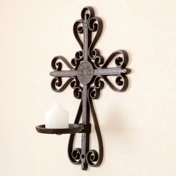 

Large Retro Wall Candle Holders Metal Candlestick Vintage Iron Tea Light Holder Garden Courtyard Home Decor Bougeoir Gift FC391