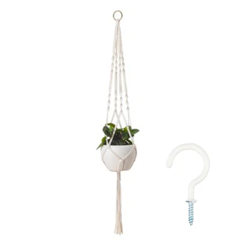 

Macrame Plant Hanger Indoor Outdoor Hanging Planter Basket Jute Rope With Beads BJStore