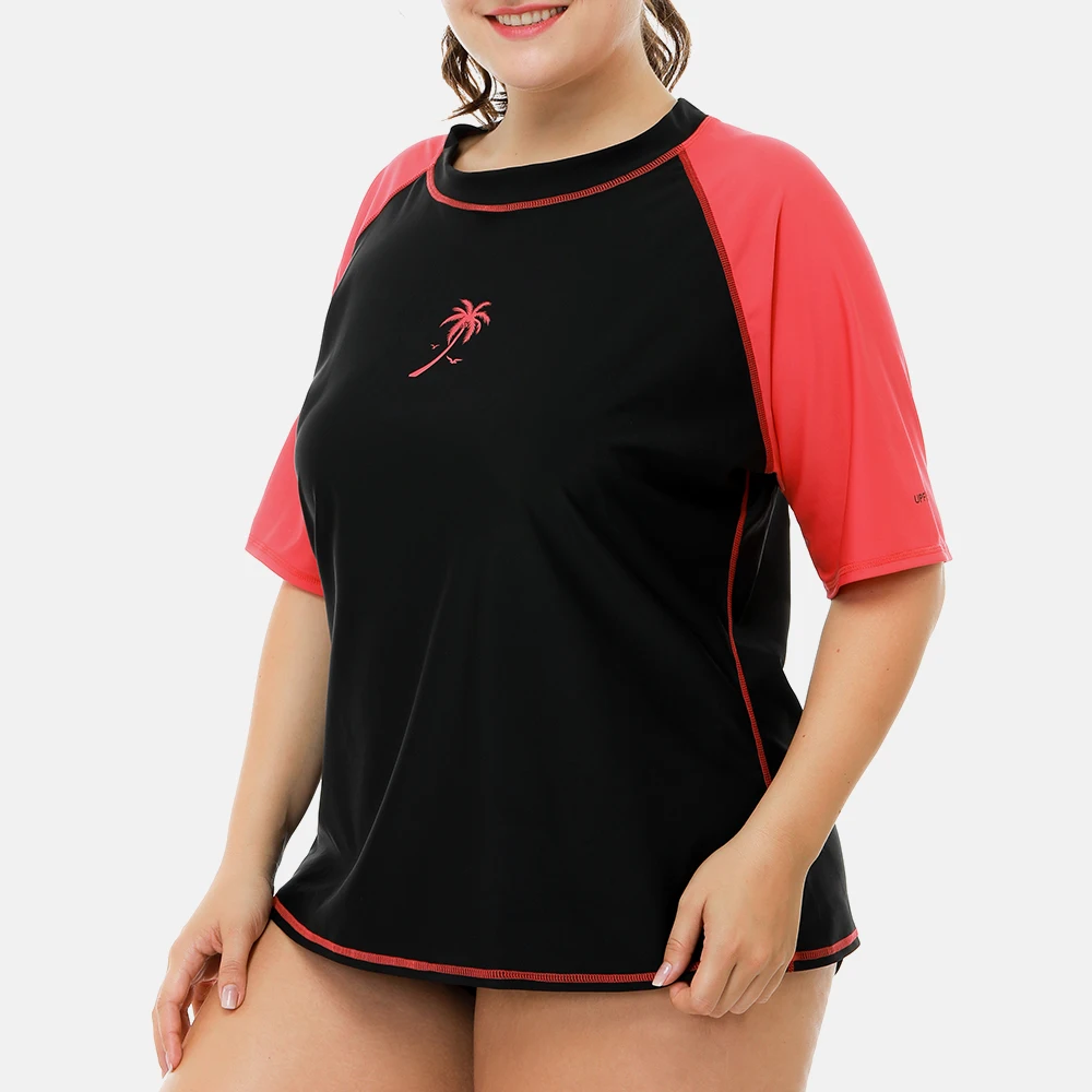 Women Plus Size Rashguard Top Swimwear Swimsuit Shirts Running Diving Shirt UPF 50+ UV-Protection Beach Wear