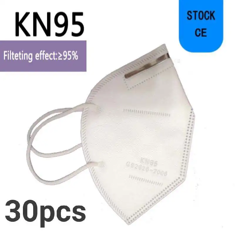 

FAST DELIVERY 30PCS KN95 Face Mouth Masks CE FFP2 Certificate Anti spray Flu Bacteria Disposable Masks Protective Safety