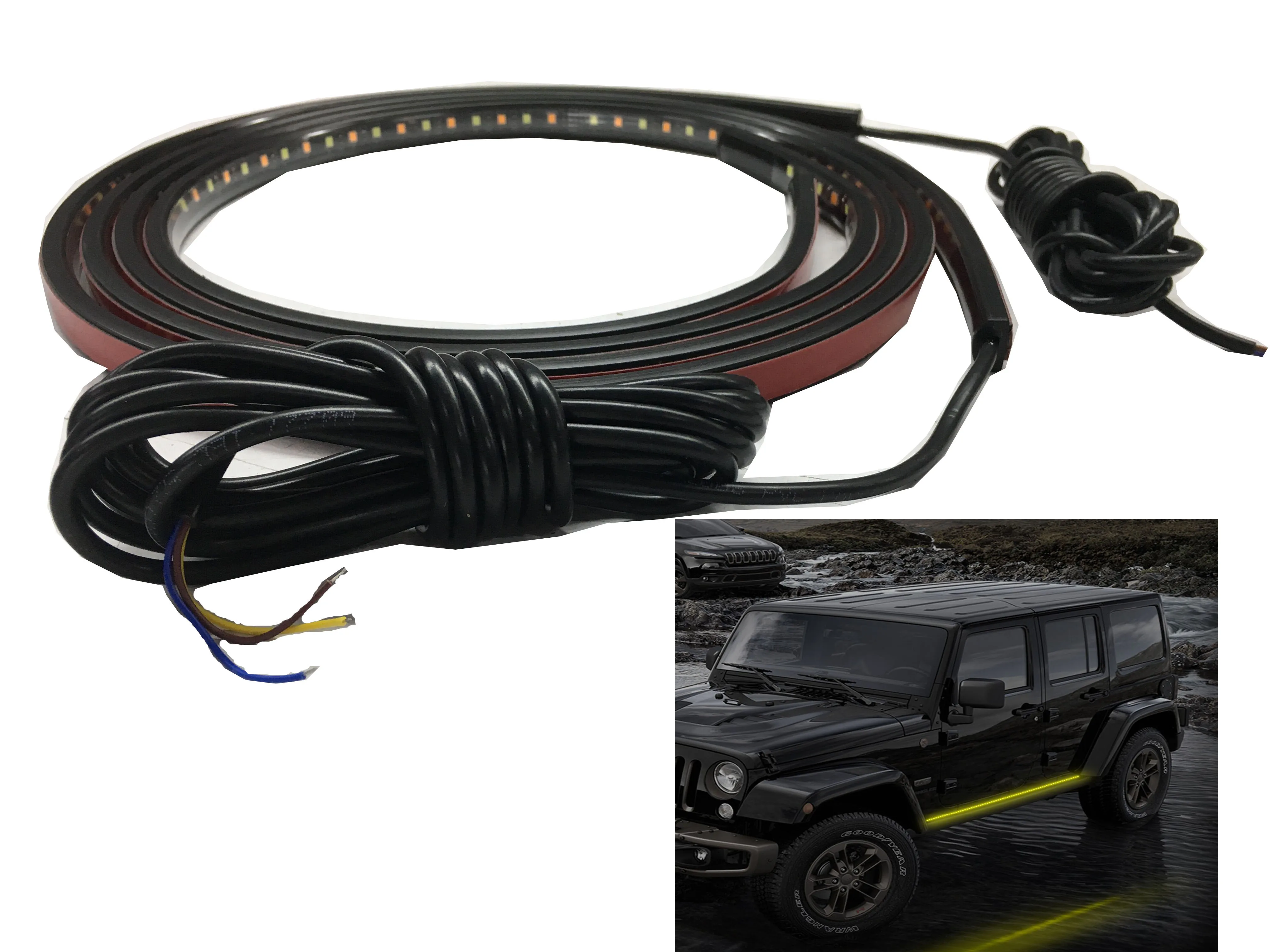 

2pcs 60" Car Side Kick Running Board LED Strips Sequential Flowing Amber Turn Signal White Courtesy Light for Pickup, Truck, SUV