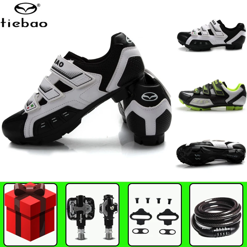 

Tiebao Mens Cycling Shoes add SPD pedal set Mountain Bicycle Racing Shoes Self-Locking MTB Shoes Sapatilha Zapatillas Ciclismo