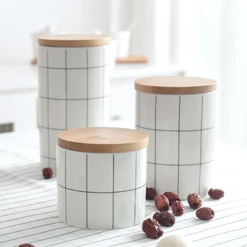 

1PC 400/700/950ML Ceramic Storage Tanks Sealed Can With Cover Heat-resistant Tea Coffee Cans Pot Tank Kitchen Food Storage Jars