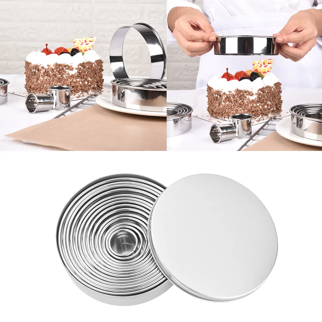 Stainless Steel Round Cookie Biscuit Cutter Set 14 Pieces Heavy Duty Dishwasher Safe