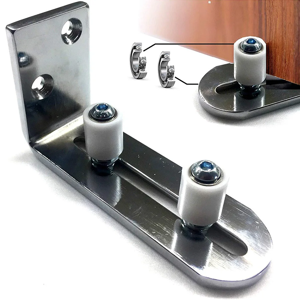 Dual Wheel Hardware Wall Mount Fixing Parts Ultra Smooth Adjustable Accessories Roller Sliding Barn Door Guide Anti Swinging