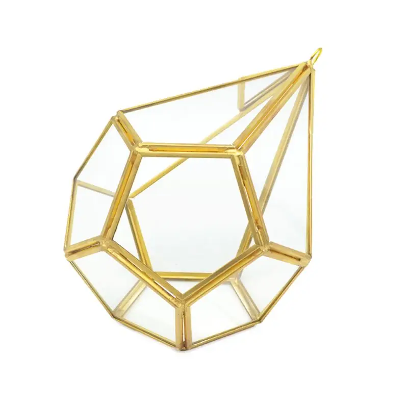 Glass Terrarium Hanging Modern Artistic Wall Tears Shape Diamond Geometric Polyhedron Air Plant Holder Desk Planter DIY Vase Pot
