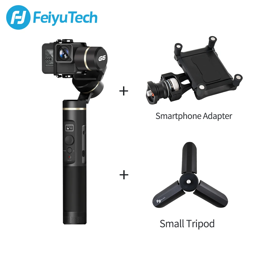 G6 tripod phonemount FeiyuTech Feiyu G6 3-осевой экшн Камера ручной шарнирный стабилизатор для камеры Gopro OLED Экран для экшн-Камеры Gopro Hero 7 6 5 sony RX0 камеры Yi 4K - Цвет: G6 tripod phonemount