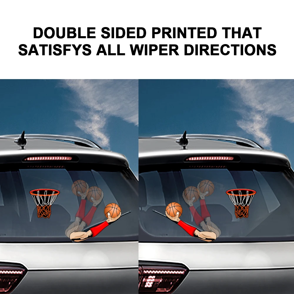 MIYSNEIRN Rear Window wiper Decal Basketball dunk Waving Wiper Arms Funny Car Bumper Sticker Waterproof Wiper Decal for Vehicle Rear Wipers Decor Vinyl Sticker 