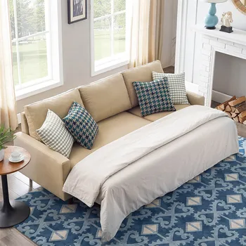 

Livingroom Furnitures Corner Sofa Bed /Footstool Seater with Armrest Cushions Pillow wood foam metal fabric Polyester upholstery