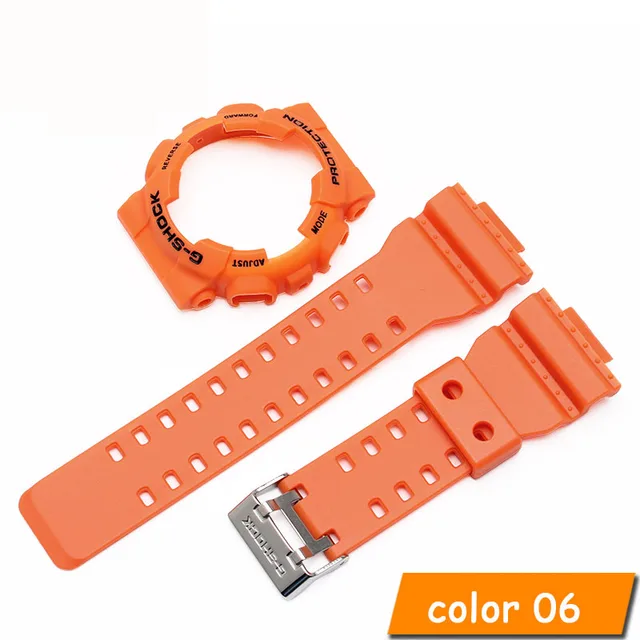 For Casio G-SHOCK GA-110 GA-100 GD-120 Rubber Sports Strap Modification Accessories, Including Case and Strap Adapter orange black