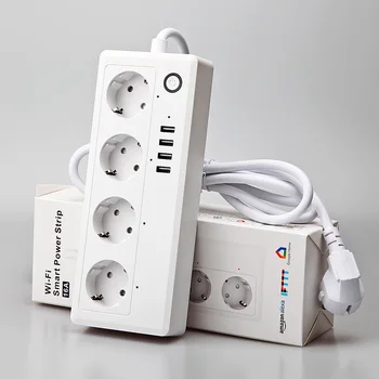 

16A EU Wifi Smart Power Strip 4 Way 3.1A USB Extension Socket With EU Plug Smart Home Voice Control Outlet Network Filter