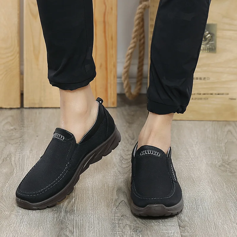 Men's Casual shoes Slip on Loafers Plus size Trainers Adult Patchwork None-Woven Breathable Boat shoes leather male shoe 4