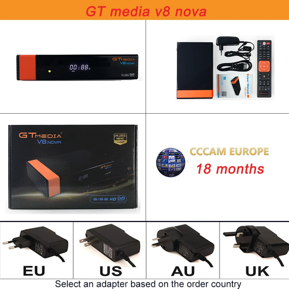 V8 Nova n 18M cccam GTmedia Receptor V8 NOVA DVB S2 спутниковый ресивер встроенный wifi+ 2 года cccam DVB S2 декодер H.265 поддержка youtube tv BOX - Цвет: V8 Nova n 18M cccam