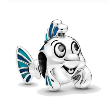 

100% 925 Sterling Silver Bead Creative Little Mermaid Flounder Beads Fit Pandora Women Bracelet & Necklace Diy Jewelry