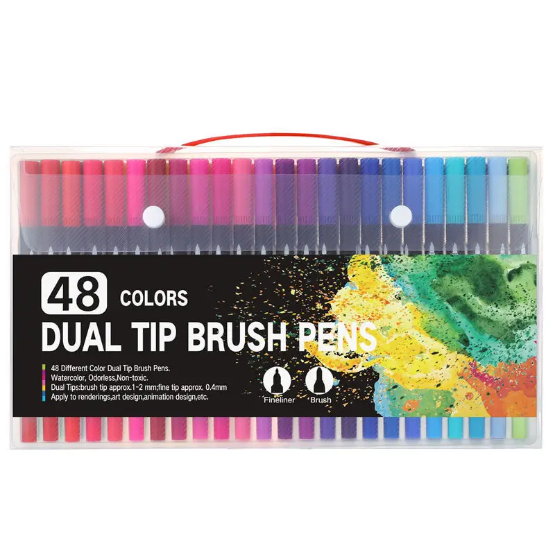 

48/72/100 Colors Art Markers Pens Brush and Fineliner Watercolor Drawing Painting Pens for Coloring Manga Calligraphy Stationery