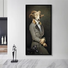Nordic Retro Gentleman Goat Canvas Art Posters and Prints Earl of The Goat Canvas Paintings on The Wall Art Cuadro Pictures goat пальто
