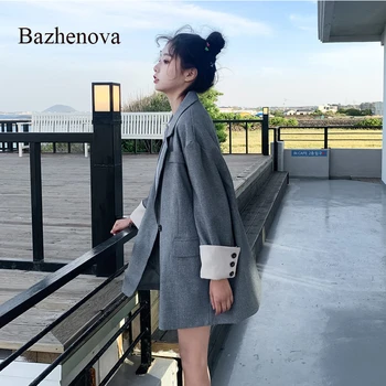 

【Bazhenova】Girl Windbreaker 2019 Autumn New Single Button Tops Sweet Jacket For Woman Coat R018