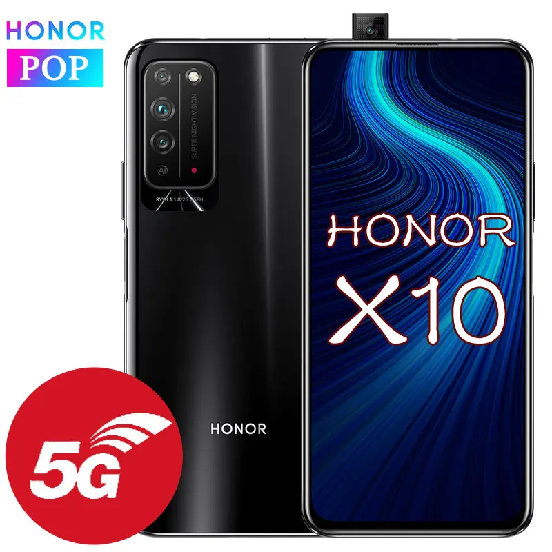 HONOR X10 5G мобильный телефон 6 63 дюймов kirin 820 16 МП всплывающая фронтальная камера