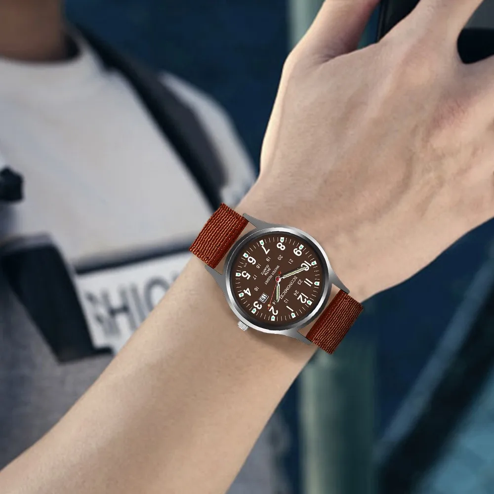Men Nylon Waterproof Date Quartz Watch Analog Quartz Wrist Watches Gift Automatic Luxury Clock Waterproof Relogio Masculino