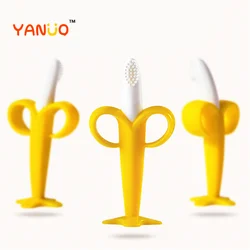 Iinfant – anneau de dentition en Silicone pour bébé, brosse à dents stéréoscopique, rose, bleu, banane souple, à dents de caduques, utilisation pour bébé de 3 mois et plus 