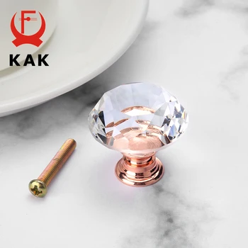 KAK 40mm Diamond Shape Crystal Glass Knobs Cupboard Pulls Drawer Knobs Kitchen Cabinet Handles Furniture Handle Hardware