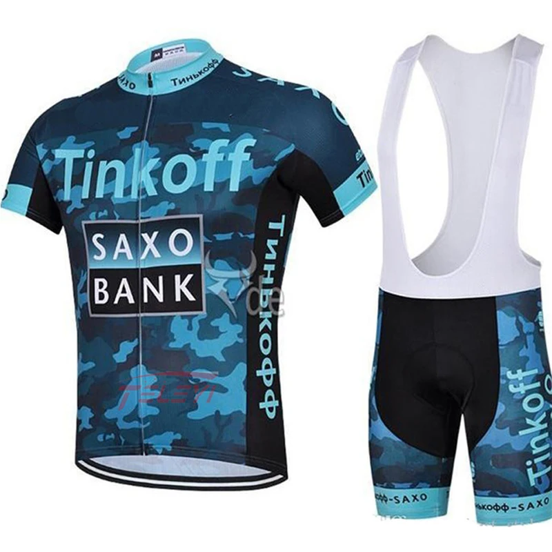 2020 Tinkoff Saxo banco de manga corta Ciclismo Jersey conjunto Ropa Ciclismo Hombre MTB Ciclismo transpirable bicicleta Jersey