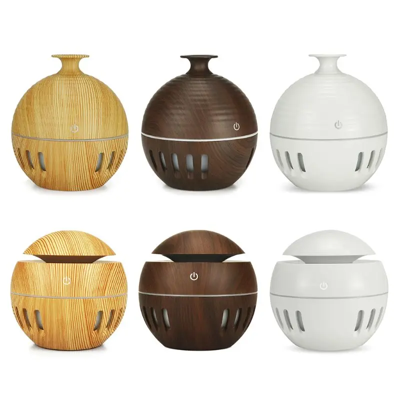 

130ml USB Colorful Wood Grain Hollow Aroma Essential Oil Diffuser Ultrasonic Cool Mist Humidifier Air Purifier 7 Color Change LE