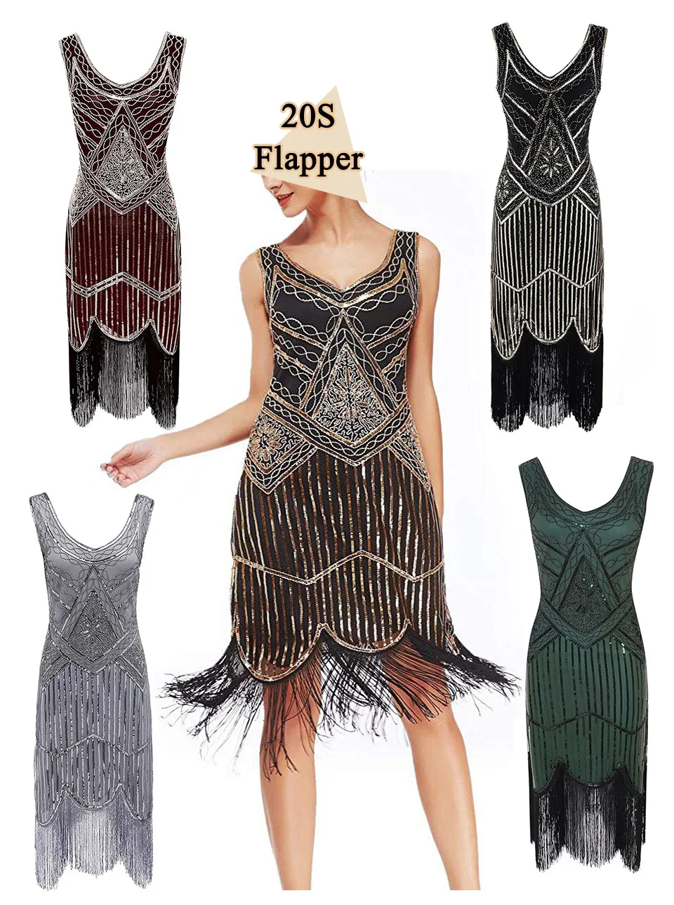 Set of 3 Pcs  Beautiful Great Gatsby Flapper Dresses Costumes