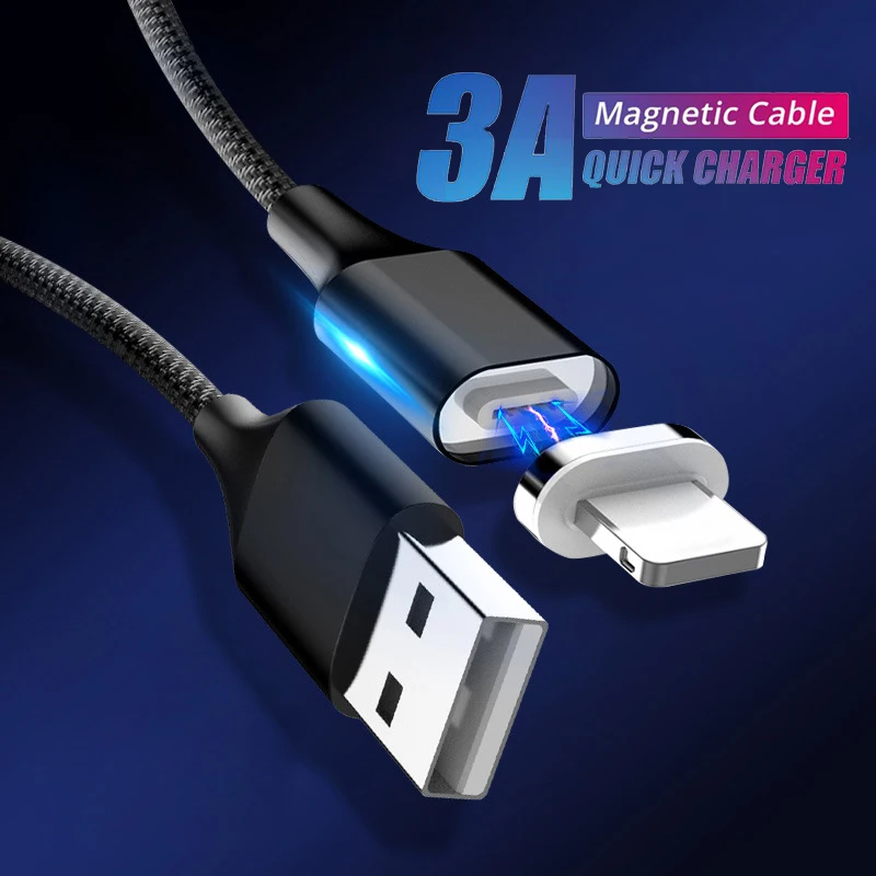 2 м/1 м Магнитный usb-кабель для зарядки Micro Usb Type C 3A кабель Быстрый зарядный передачи