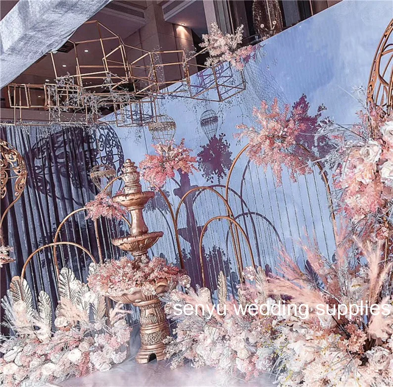 

3pcs /set)Wedding Stage Backdrop crystal Frames Flower stand Panel For Wedding Indian Wedding C Style Backdrop Panels senyu0112