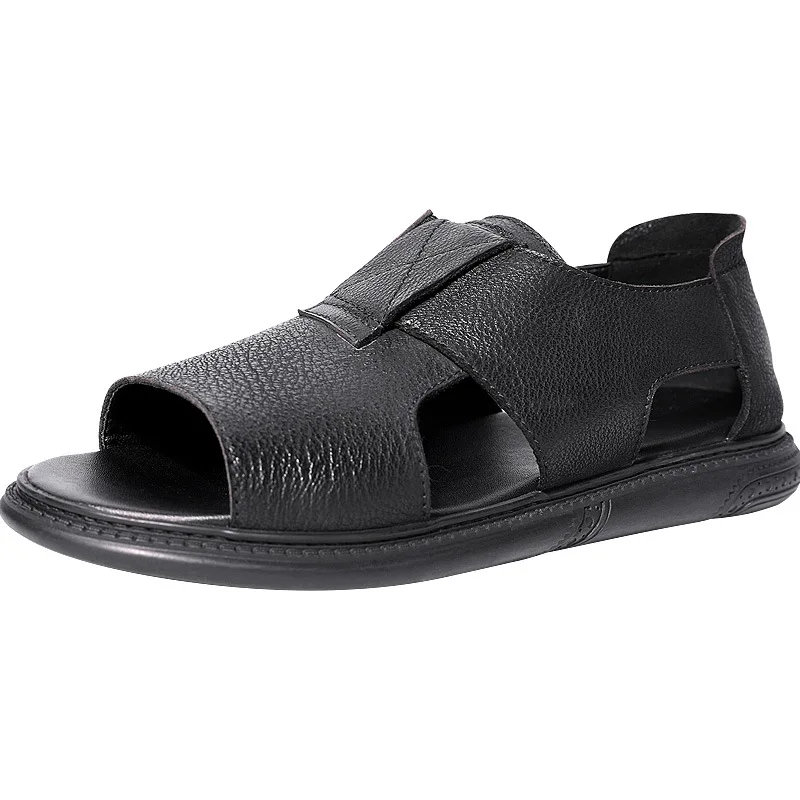 Business Casual shoes Summer High Quality Genuine Leather Mens beach Sandals British Breathable Outer Wear Rome Sandals male