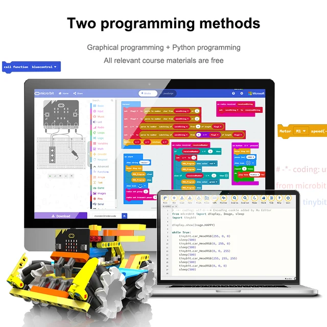Yahboom DIY Omnibit Smart Robot Car with Mecanum Wheel support 360 Omnidirectional Movement for Micro:bit V1 V2 Programming Toys 3