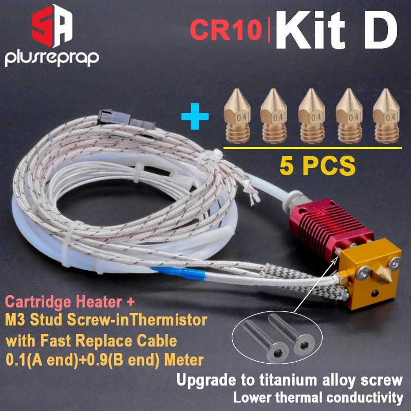 Ender-3/CR10/CR10S 1.75mm J-head Hotend kit Aluminum Heat Block with Heater Thermistor For 3D Printer  With 0.4mm Nozzle Part 3d printed brushless motor 3D Printer Parts & Accessories