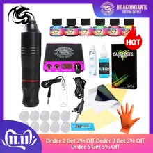 Профессиональная ротационная ручка, набор для татуировки, 6 цветов, бесмортные чернила для татуировки, набор ЖК-Мини-оборудования для питания