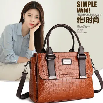 

Female Bag For Women 2020 New Temperament Crocodile Pattern Pu Bag Ladies Portable Large Capacity Crossbody Bag Luxury Handbags