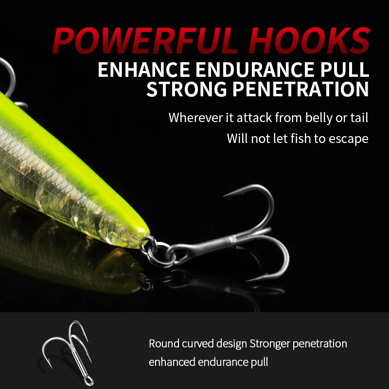 Retail good fishing lures minnow,quality professional baits 11cm  13g,bearking penceil bait topwater
