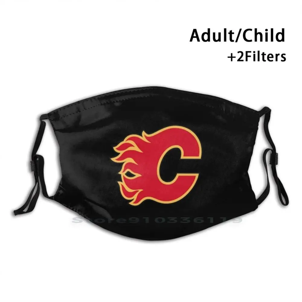 

Flames , Calgary Print Reusable Mask Pm2.5 Filter Face Mask Kids Flames Team Usa Us Canada Sport Ice Hockey Logo