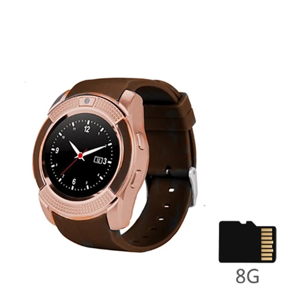 golden 8G Card Смарт-часы V8, Bluetooth, Смарт-часы с сенсорным экраном, наручные часы с камерой, слотом для sim-карты, водонепроницаемые спортивные часы для Android - Цвет: golden 8G Card