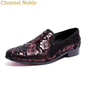 

Newest Chentel Noble Manual Gentleman Bling Flower Fashion Mens Dress Shoes Genuine Leather Handsome Mens Shoes Low Heel