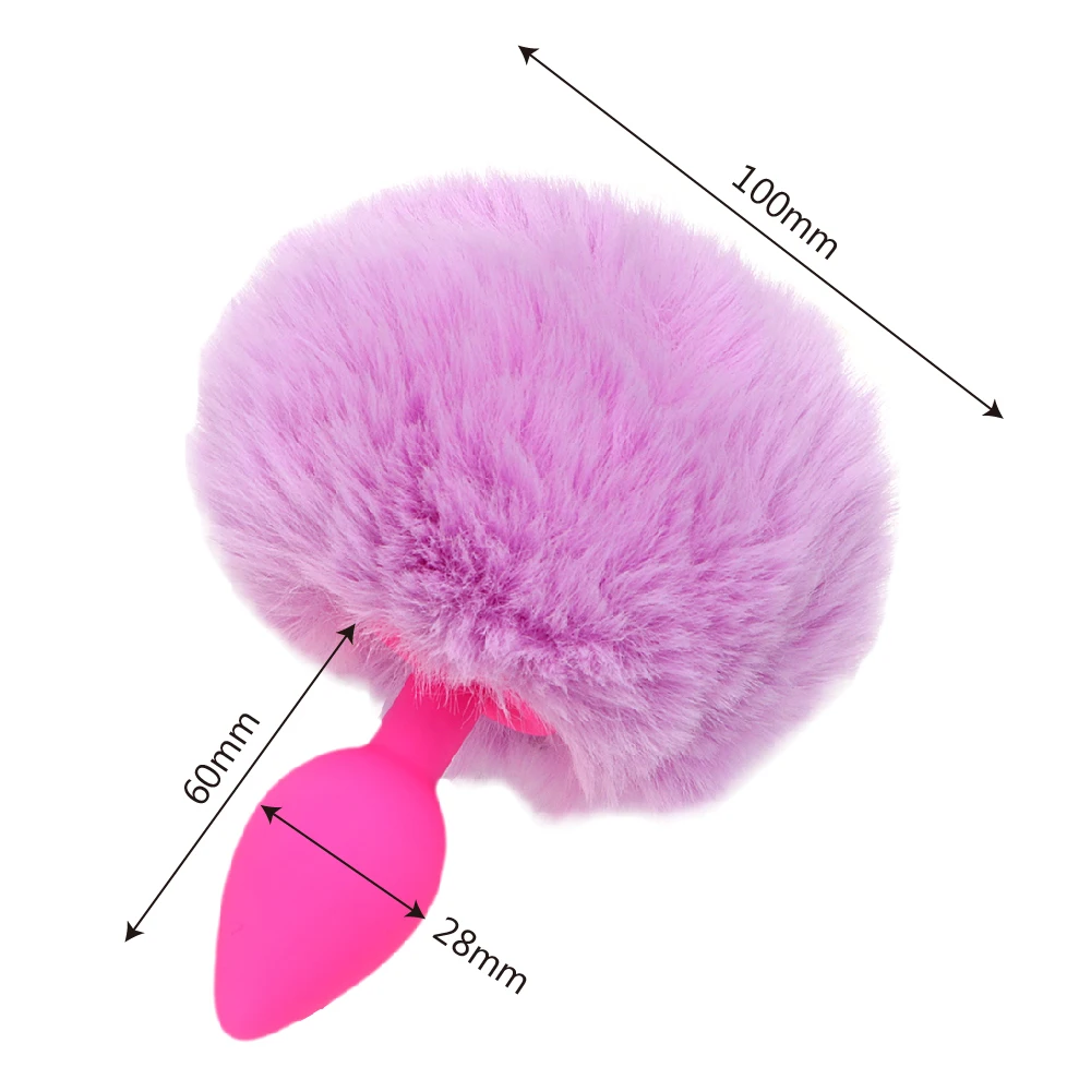 IKOKY Hairy Rabbit Tail Adult Products Silicone Butt Plug Anal Sex for Women Cute Erotic Toys_voghion.com