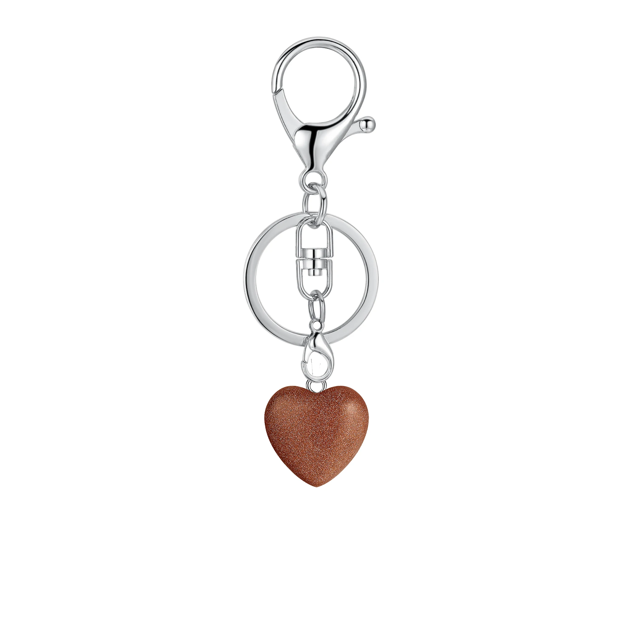 Goldstone key chain SEVENSTONE Рейки Исцеление натуральный камень любовь сердце кулон ожерелье трендовые подвески для ангела Женские Ювелирные изделия Подарки для девушки - Окраска металла: Goldstone key chain