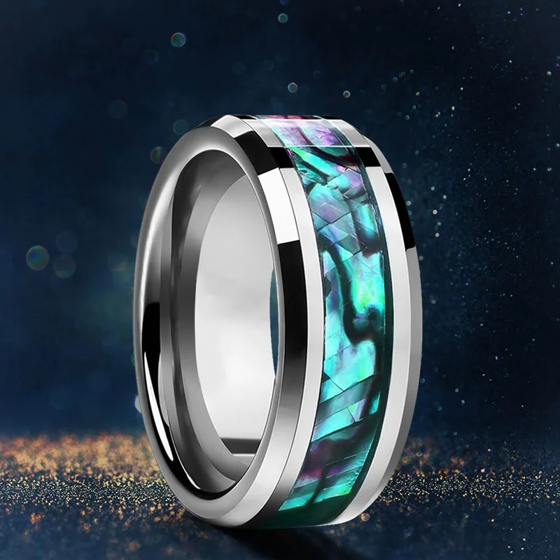 

Hot fashion tungsten steel ring simple shell pattern men's and women's rings Abstract Style Enamel Ring Hot Jewelry Wholesale