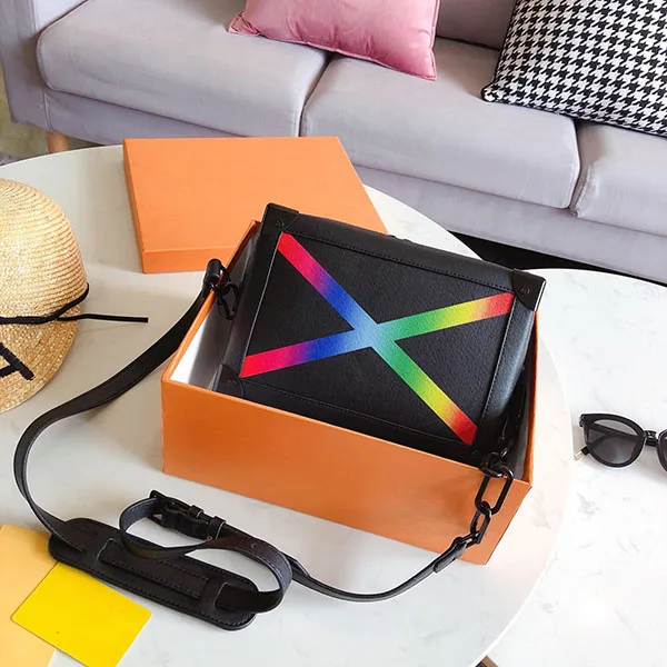 

Rainbow Genuine Leather Cowhide Case 2019 Luxury Bag Clutch Messenger Bags Shoulder Crossbody Bags Women Bags Original Designers