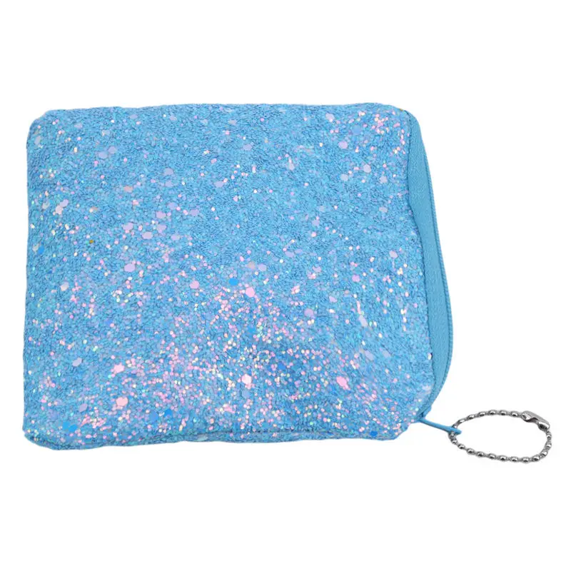 blue Модный Блестящий Кошелек для монет, мини кошелек, блестящий кошелек для девушек, женская сумочка из искусственной кожи, вечерние клатчи на молнии, сумка для монет с наушниками - Цвет: blue