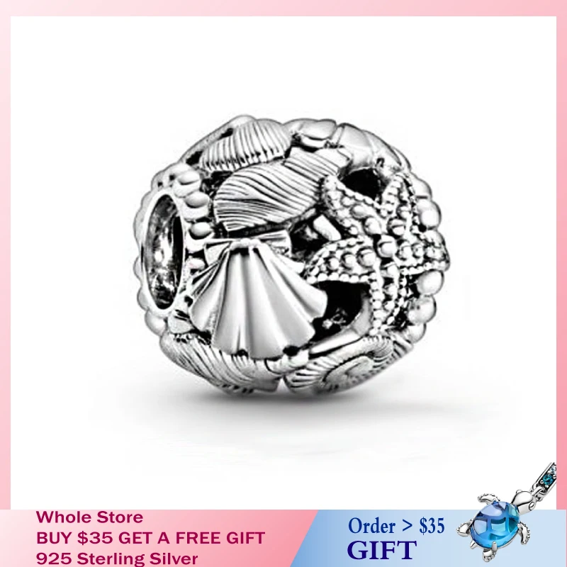 

Summer NEW Latest style 925 Sterling Silver Openwork Starfish Shells Charms Beads DIY Lady Gift fit Original Pandora Bracelets